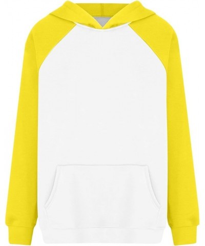 Women's Long Sleeve Hoodies Casual Color Block Sweatshirt Overszied Pullover Tops with Pocket 2023 Fall Clothes E $11.99 Hood...