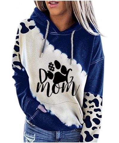 Women's Dog Mom Hoodie Dog Paw Long Sleeve Shirt Dog Mom Sweatshirts Pullover Gift Tops for Women Teen Girls Dec3-blue $11.96...