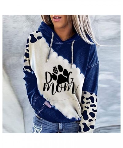 Women's Dog Mom Hoodie Dog Paw Long Sleeve Shirt Dog Mom Sweatshirts Pullover Gift Tops for Women Teen Girls Dec3-blue $11.96...