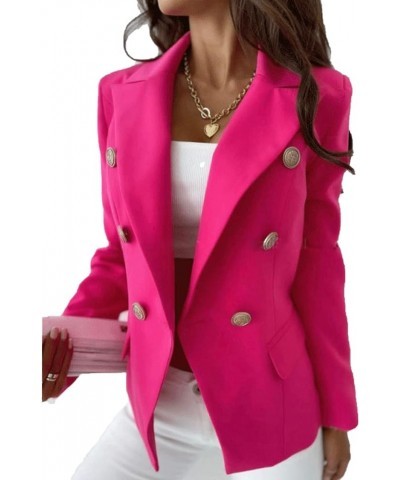 Womens Casual Blazer Jacket Pockets Long Sleeve Open Front Work Office Blazer Lapel Button Jacket 20-rose $14.88 Blazers