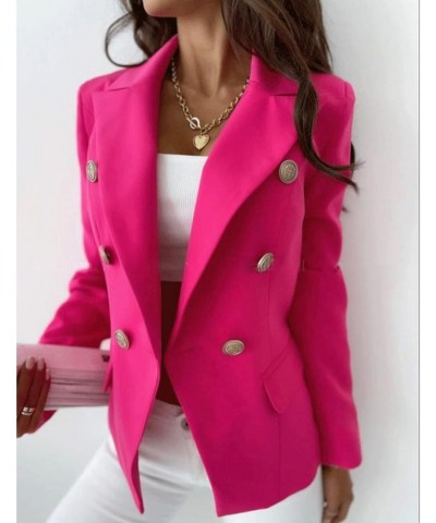 Womens Casual Blazer Jacket Pockets Long Sleeve Open Front Work Office Blazer Lapel Button Jacket 20-rose $14.88 Blazers