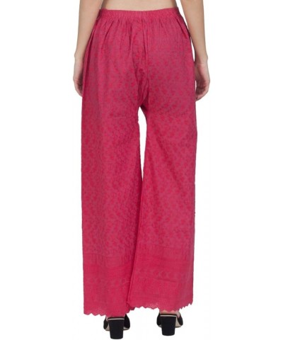 Women Chicken Full Embroidery Cotton Palazzo/Chikan Lucknow Art Work Plazo Dark Pink $27.83 Pants