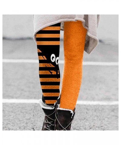 Women's Halloween Peeping Eye Color Block Pants Workout Out Halloween Leggings Slim Yoga Warm Soft Stretchy Leggings F-orange...