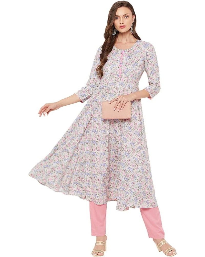 Women's Rayon Multicolored Floral Printed Kurta Casual $11.40 Tops