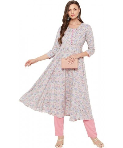 Women's Rayon Multicolored Floral Printed Kurta Casual $11.40 Tops