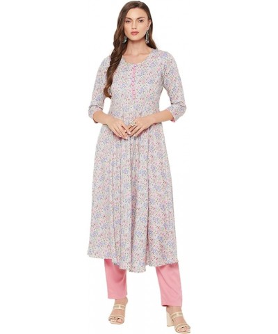 Women's Rayon Multicolored Floral Printed Kurta Casual $11.40 Tops