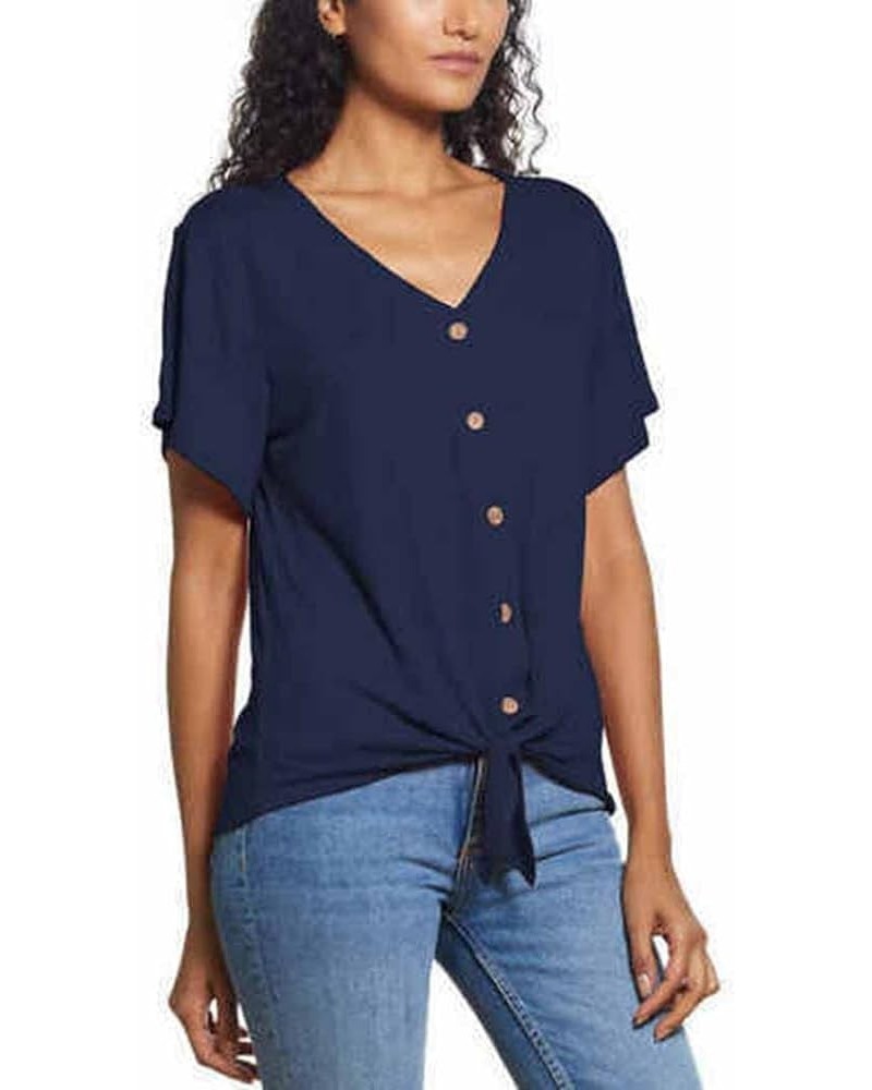 Ladies' Tie Front Top Navy $7.27 Blouses