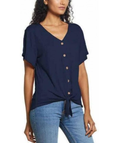 Ladies' Tie Front Top Navy $7.27 Blouses