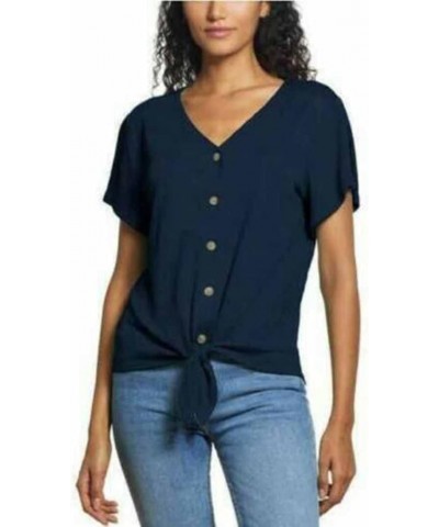 Ladies' Tie Front Top Navy $7.27 Blouses