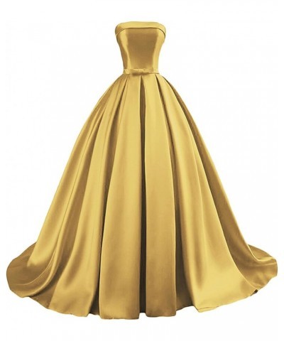 Women's Strapless Prom Dress Ball Gown Formal Evening Gowns 2023 Long Satin Prom Gowns Gold $33.60 Dresses