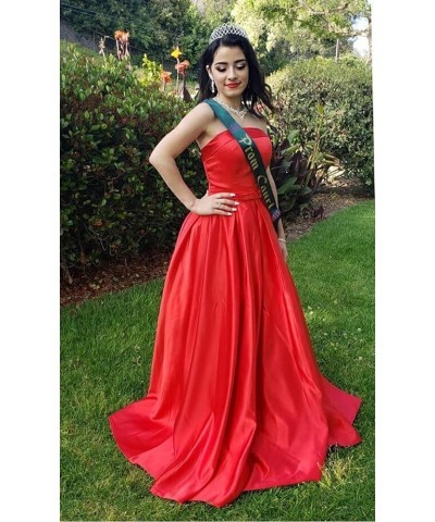 Women's Strapless Prom Dress Ball Gown Formal Evening Gowns 2023 Long Satin Prom Gowns Gold $33.60 Dresses