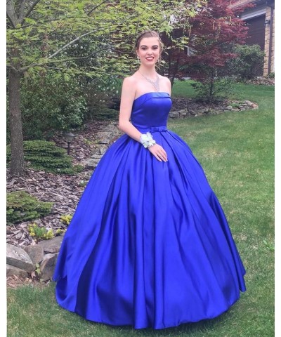 Women's Strapless Prom Dress Ball Gown Formal Evening Gowns 2023 Long Satin Prom Gowns Gold $33.60 Dresses