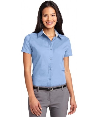 Ladies Short Sleeve Easy Care Shirt. L508 Light Blue/Light Stone $9.69 Blouses