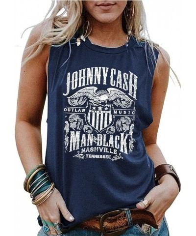 Women Funny Letter Print Country Music Tank Top Women Novelty Graphic Country Music Shirt Loose O Neck Sleeveless Vest Blue $...