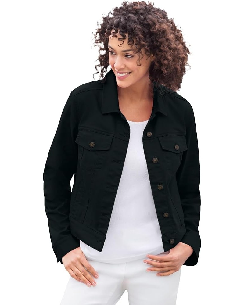 Plus Size Stretch Denim Jacket Cropped Jean Jacket Black $19.68 Blazers