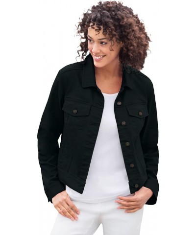 Plus Size Stretch Denim Jacket Cropped Jean Jacket Black $19.68 Blazers