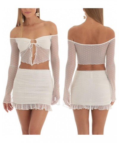 Skirt Sets Women 2 Piece Outfits Sexy Strapless Crop Tube Top Bodycon Mini Skirt Summer Party Club Streetwear White3 $11.99 S...