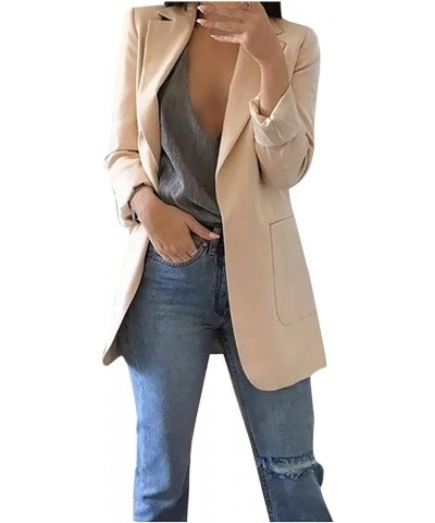 Womens Double Breasted Button Military Style Long Office Business Blazer Dress Z-beige $9.74 Blazers