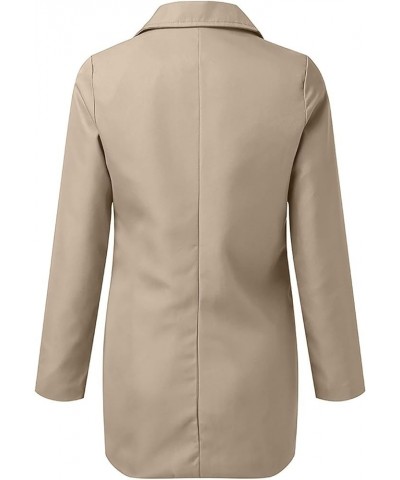 Womens Double Breasted Button Military Style Long Office Business Blazer Dress Z-beige $9.74 Blazers