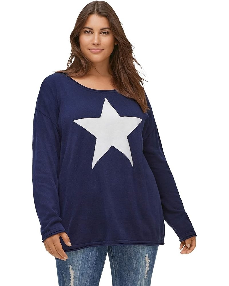 Women's Plus Size Star Applique Sweater Pullover Navy Ivory (2247) $20.78 Sweaters