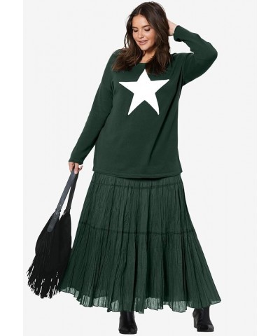 Women's Plus Size Star Applique Sweater Pullover Navy Ivory (2247) $20.78 Sweaters