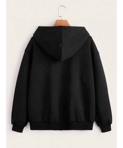 Women's Zip Front Drawstring Hoodie Pullover Long Sleeve Casual Sweatshirt Top Solid Black Pocket a $13.44 Hoodies & Sweatshirts