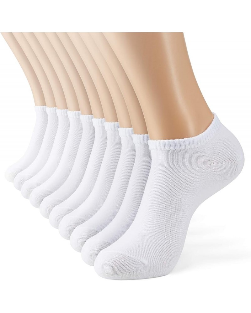 Women's and Men's 10 Pack Thin Eco Friendly Low Cut Ankle Socks White(10) $13.99 Socks