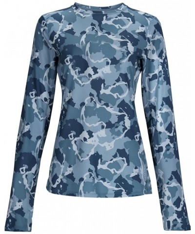 Fishing Products Women's SolarFlex Long Sleeve UPF 50 Crewneck Shirt Regiment Camo Neptune $26.77 Activewear