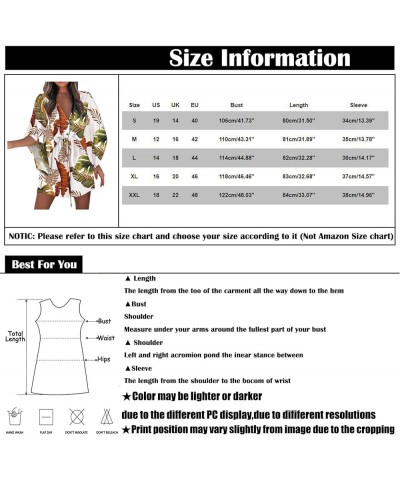 Summer Dresses for Women 2024 Fashion Boho Floral Printed Beach Dress Flowy Ruffle 3/4 Sleeve Button Down Kimono Mini Dress B...