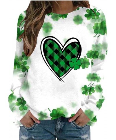 2024 St Patricks Day Shirt for Women Long Sleeve Cute Print Tops Holiday Green Clover T-Shirt Casual Loose Dressy Blouses A21...