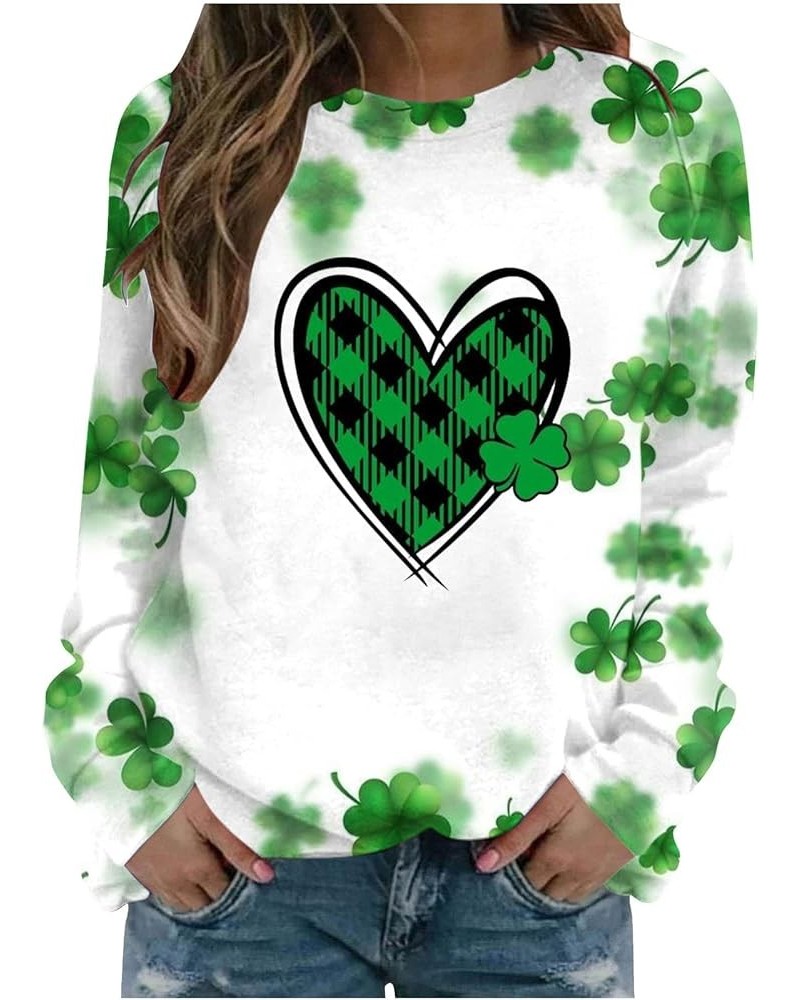 2024 St Patricks Day Shirt for Women Long Sleeve Cute Print Tops Holiday Green Clover T-Shirt Casual Loose Dressy Blouses A21...