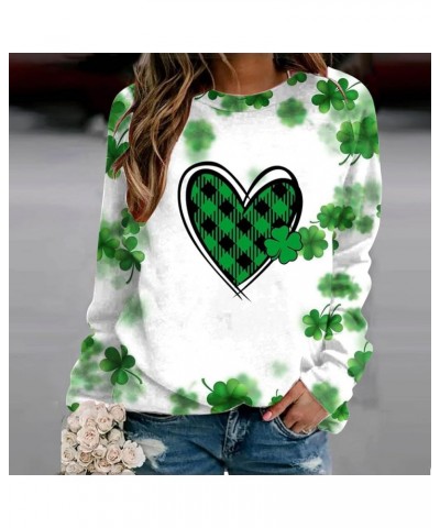 2024 St Patricks Day Shirt for Women Long Sleeve Cute Print Tops Holiday Green Clover T-Shirt Casual Loose Dressy Blouses A21...