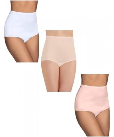 Women's Perfectly Yours High Waisted Brief Panties Nylon - 3 Pack - White/Fawn/Pink $5.96 Lingerie