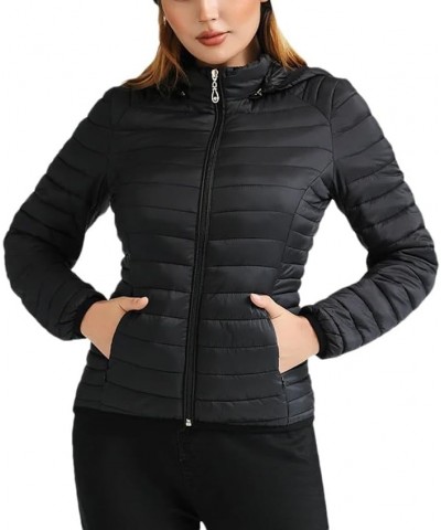 Winter Parka Ultralight Padded Puffer Jacket For Women Coat With Hood Outdoor Warm Lightweight Outerwear Black $22.41 Jackets