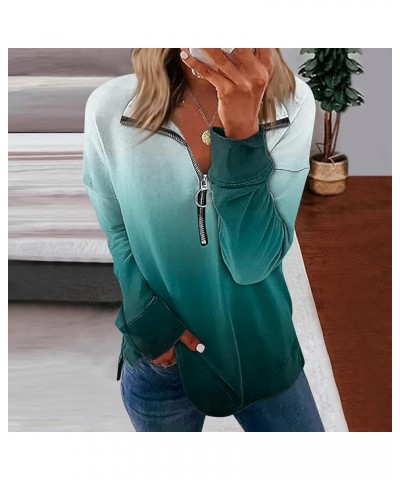 Zip Up Oversized Sweatshirt For Women Casual Gradient Fall Clothes Fashion Long Sleeve Tops Pullover 2-cyan $10.39 Hoodies & ...