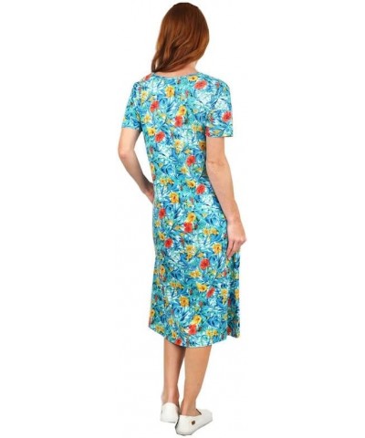 Women's Cotton Dress 5023 Turquoise Floral $33.21 Sleep & Lounge