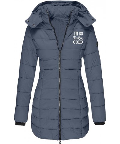 Yes I'm Still Freezing Me 24 7 Coat for Women Winter Coats for Women with Hood Plus Size Womens Long Puffer Jacket 01 Navy $1...