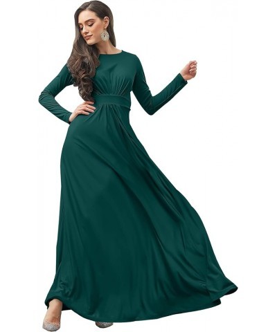 Womens Long Sleeve Flowy Empire Waist Fall Winter Party Gown Emerald Green $28.57 Dresses