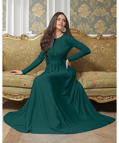 Womens Long Sleeve Flowy Empire Waist Fall Winter Party Gown Emerald Green $28.57 Dresses