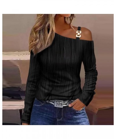 Cold Shoulder Tops for Women Long Sleeve 2024 Sexy Off The Shoulder Tunic Tops Summer Casual One Shoulder Blouse Shirts F-bla...