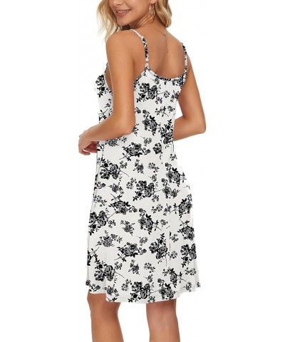 Women's Summer Spaghetti Strap Button Down V Neck Casual Beach Cover Up Dress with Pockets 02 Black Rose $12.74 Swimsuits