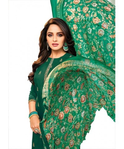 Salwar Kameez Suit for Women Plus Size Salwar Suit Set With Dupatta Indian Outfit for Party Wear Dark Green & Silver $29.14 S...