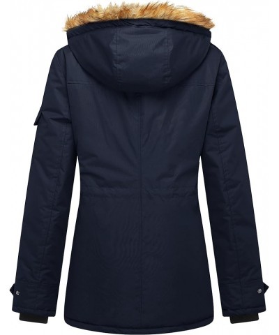 Women's Quilted Winter Coat Warm Puffer Jacket Thicken Parka with Removable Hood Navy $38.24 Jackets