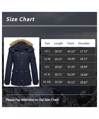 Women's Quilted Winter Coat Warm Puffer Jacket Thicken Parka with Removable Hood Navy $38.24 Jackets