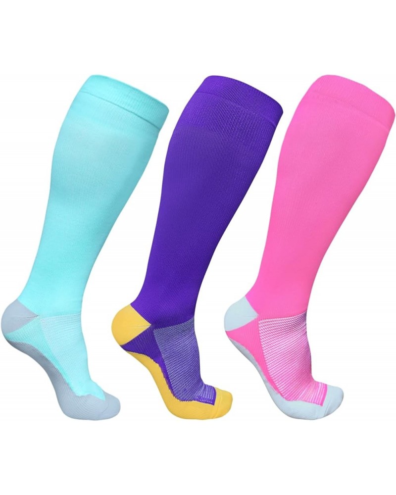 Compression Socks for Women Circulation Plus Size Compression Socks Wide Calf Knee High Support XXL 3XL 4XL 3 Pairs-p $11.75 ...