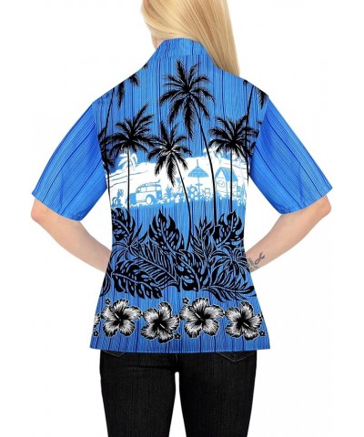 Button Down Shirt for Women Colorful Blouses Summer Short Sleeve Beach Party Vacation Hawaiian Shirt Tops for Women Dark Bush...