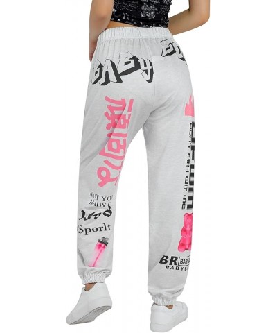 Women's Sweatpants Elastic Waist Joggers Baggy Pants Lounge Trousers, Have Festival Style Gray-red $14.49 Pants