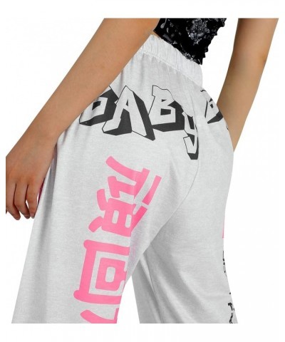 Women's Sweatpants Elastic Waist Joggers Baggy Pants Lounge Trousers, Have Festival Style Gray-red $14.49 Pants