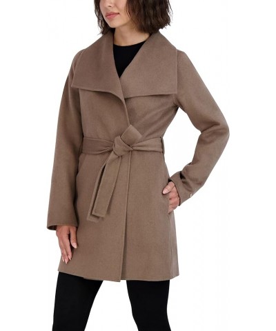 Women's Ella Lightweight Double Face Wool Wrap Coat with Tie Belt Mink $45.41 Coats