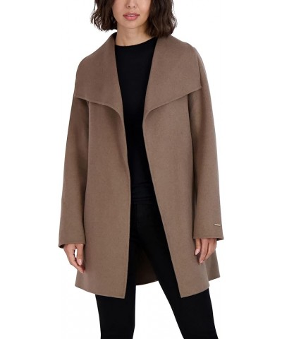 Women's Ella Lightweight Double Face Wool Wrap Coat with Tie Belt Mink $45.41 Coats